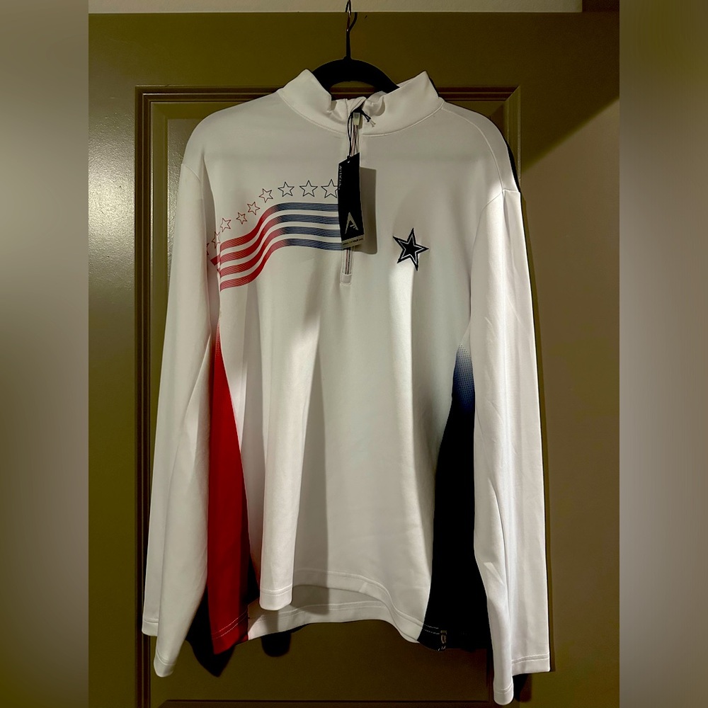 Men's Dallas Cowboys Antigua White Liberty Desert Dry Quarter-Zip Jacket